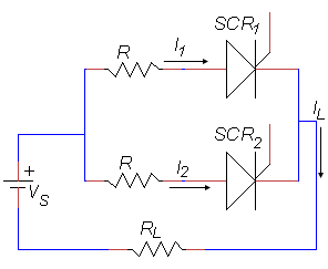 SCR in Parallel Force Current Sharing Using Resistor