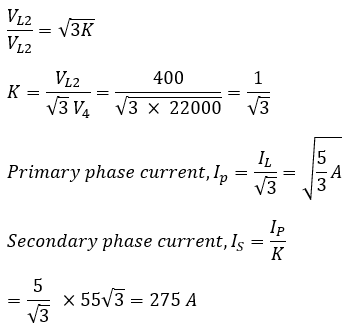 Three Phase Transformer Connections Example Equation