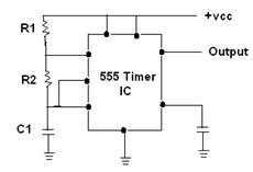555 Timer IC A-Stable Configuration (Figure A)