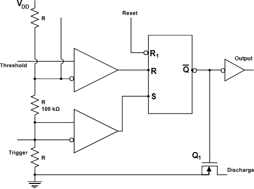 555 Timer Astable Multivibrator Internal Circuit