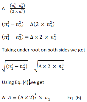 Acceptance Angle Numeric Aperture Equation